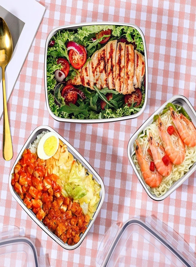 Bruislard 10 Pcs 304 Stainless Steel Food Storage Containers with Proof & Airtight Lids, Reusable Meal Prep Containers, Lunch Boxes, Kimchi, ContainersOven/Dishwsher/Freezer Safe - Image 4